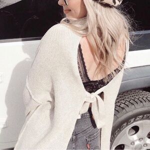 Free People Beach Turtle Neck Open Back Sweater